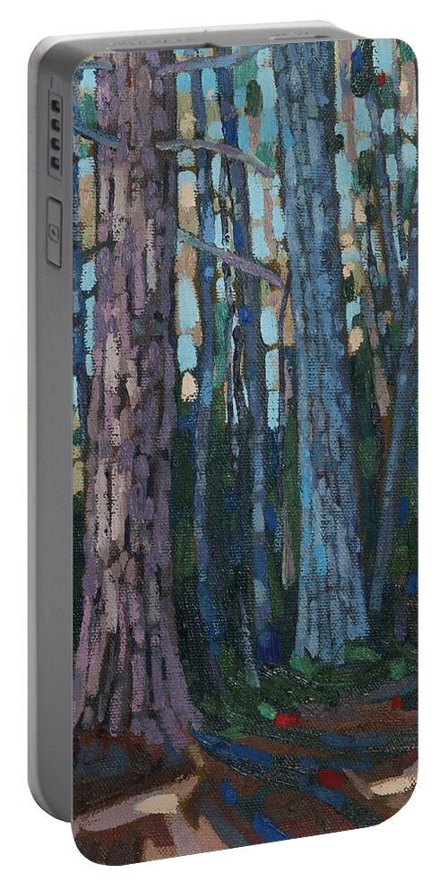 1980 Portable Battery Charger featuring the painting Red and White Pines by Phil Chadwick