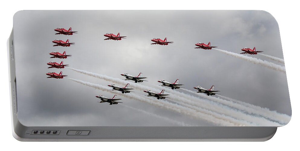 Red Arrows Portable Battery Charger featuring the digital art red Arrows with The Thunderbirds by Airpower Art