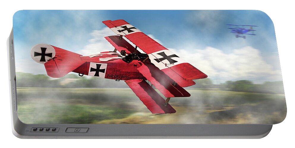 Red Baron Portable Battery Charger featuring the photograph Red Baron Panorama - Lord of the Skies by Weston Westmoreland