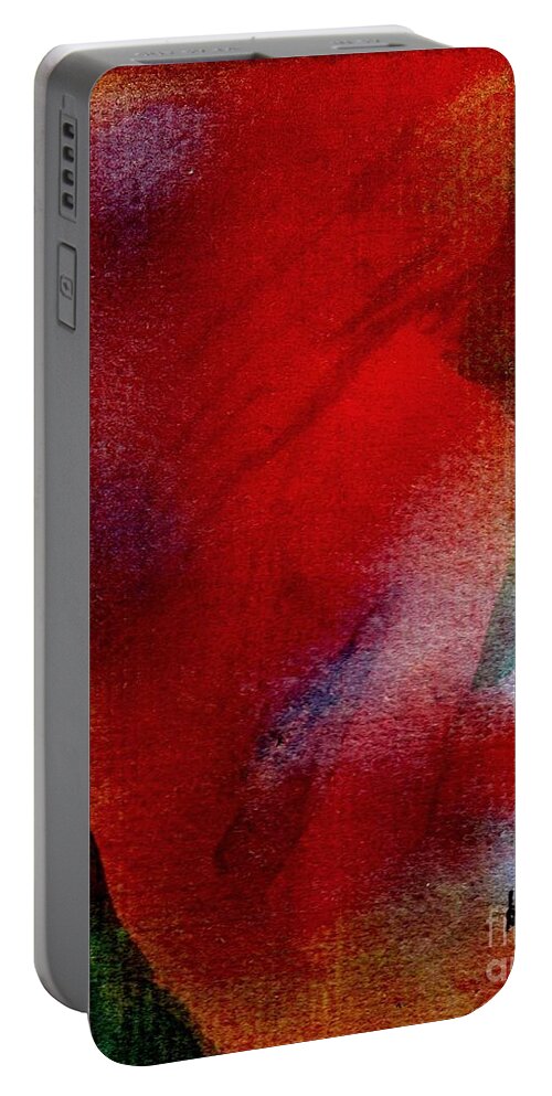 Nude Portable Battery Charger featuring the painting Red Boudoir by Susan Kubes