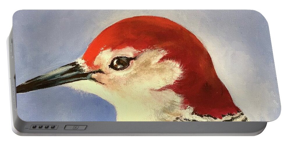 Red Breasted Woodpecker Portable Battery Charger featuring the painting Red Breasted Woodpecker two by Pat Dolan