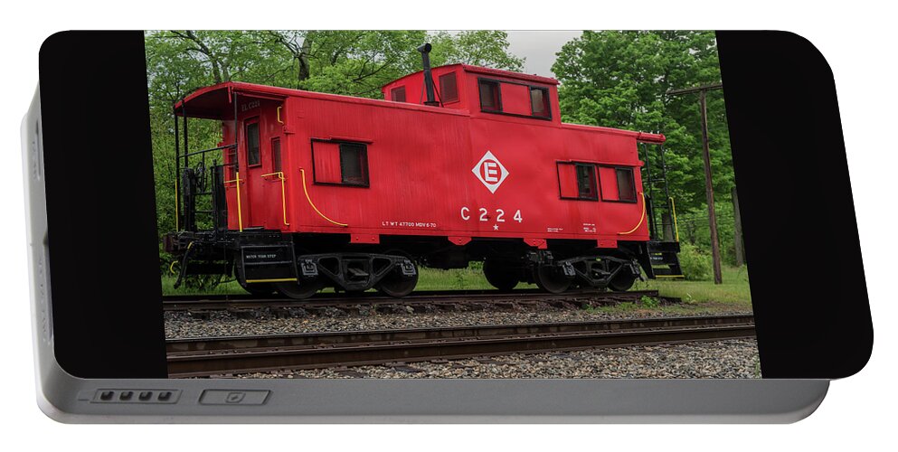 Terry D Photography Portable Battery Charger featuring the photograph Red Caboose C224 New Jersey by Terry DeLuco
