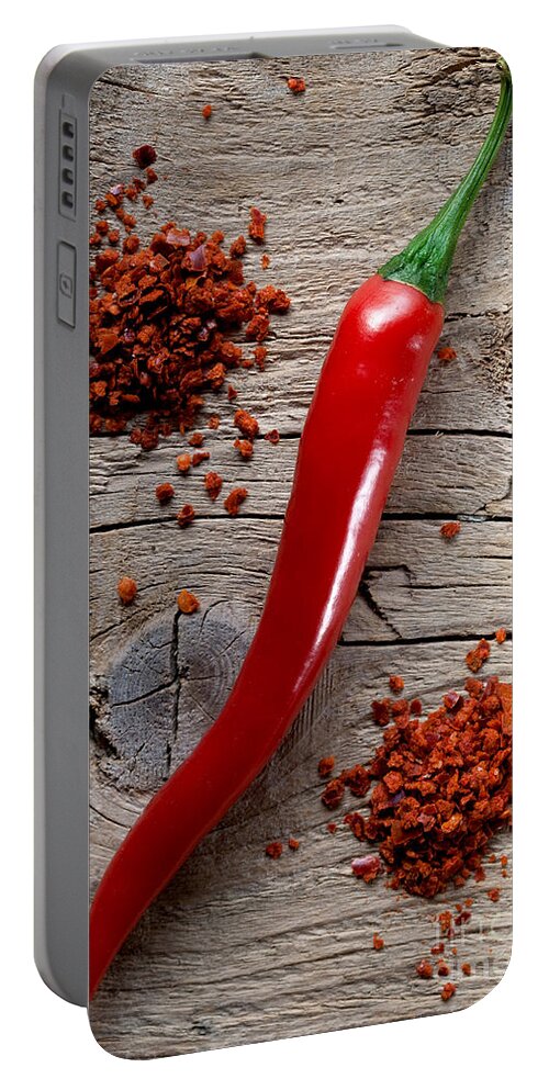 Chili Portable Battery Charger featuring the photograph Red Chili Pepper by Nailia Schwarz