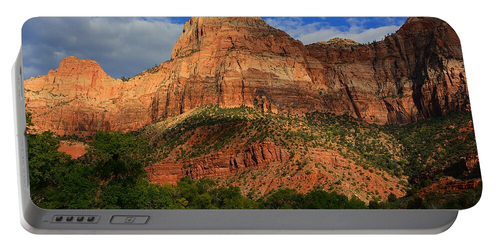 Red Cliffs Of Zion Portable Battery Charger featuring the photograph Red Cliffs of Zion by Raymond Salani III