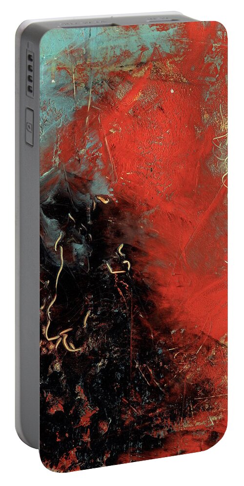 Abstract Portable Battery Charger featuring the painting Red Dragon 1 by Marcy Brennan