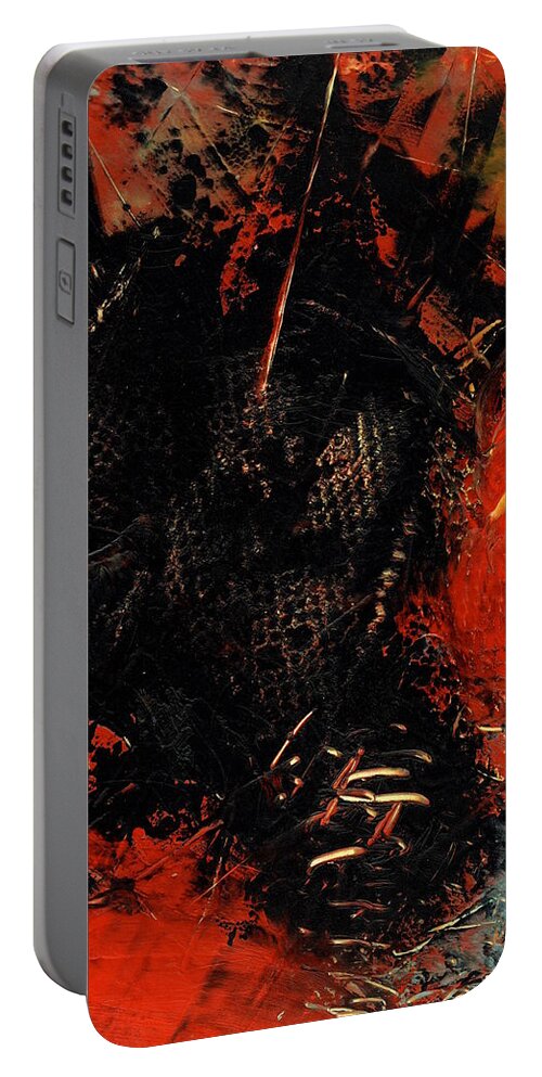 Abstract Portable Battery Charger featuring the painting Red Dragon 2 by Marcy Brennan