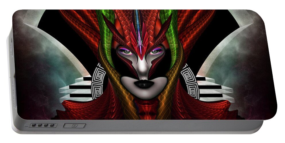 Taidushan Portable Battery Charger featuring the digital art Red Dragon Taidushan Empress by Rolando Burbon