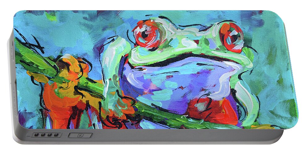  Portable Battery Charger featuring the painting Red-eyed Tree Frog lll by Jyotika Shroff