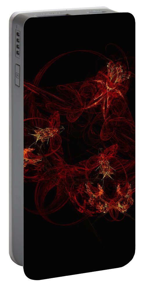Red Flower Abstract By Marina Usmanskaya Portable Battery Charger featuring the digital art Red Flower Abstract by Marina Usmanskaya