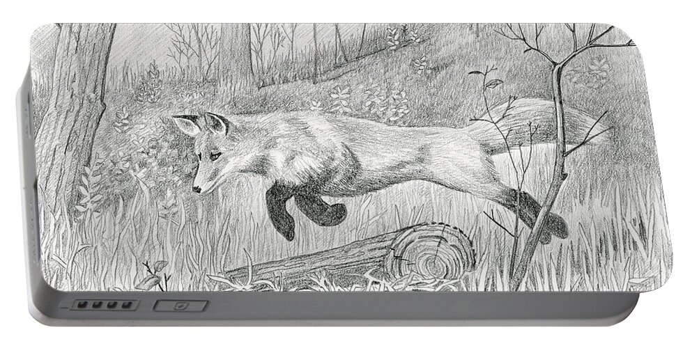 Animal Portable Battery Charger featuring the drawing Red Fox by Harry Moulton