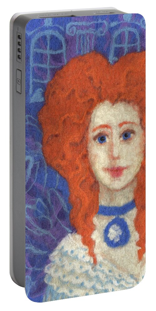 Ginger Girl Portable Battery Charger featuring the tapestry - textile Red Hair by Julia Khoroshikh