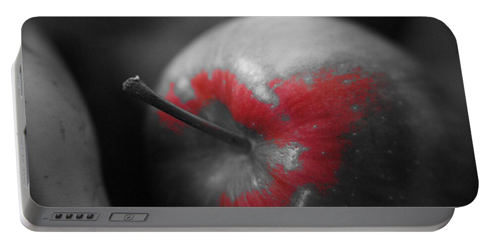 Red Portable Battery Charger featuring the photograph Red in apple. by Elena Perelman