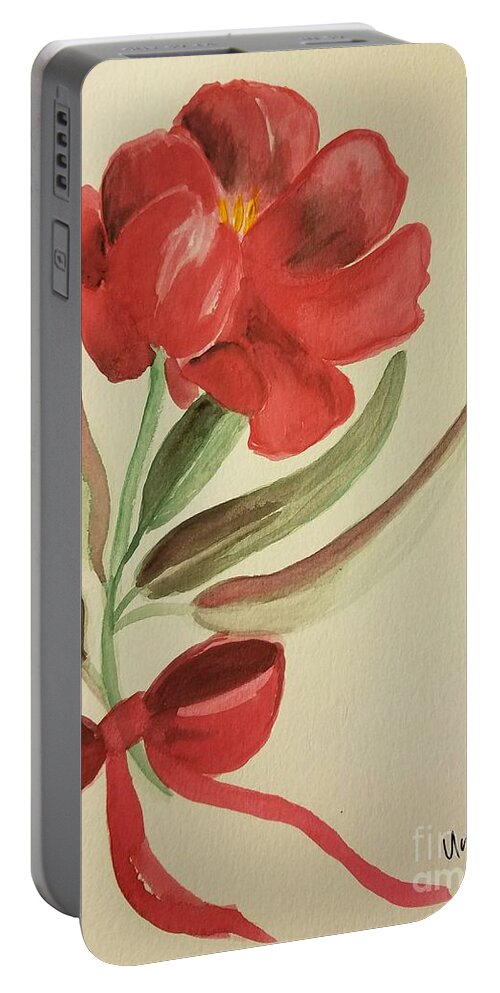 Red Lady Portable Battery Charger featuring the painting Red Lady by Maria Urso