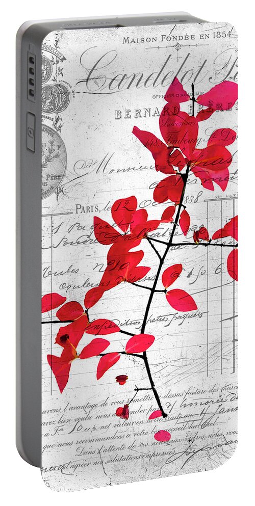 Black Portable Battery Charger featuring the photograph Red Leaves by Cathy Kovarik