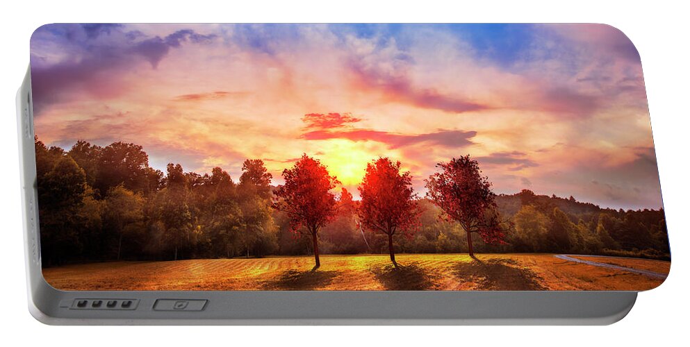 Appalachia Portable Battery Charger featuring the photograph Red Maples at Sunset by Debra and Dave Vanderlaan