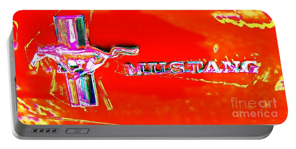 200 Views Portable Battery Charger featuring the photograph Red Mustang Mod by Jenny Revitz Soper