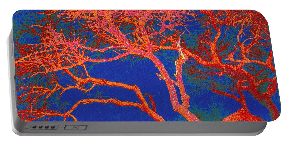 Red Portable Battery Charger featuring the photograph Red Oak Twilight by Larry Beat