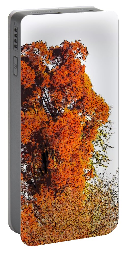 Red Reddish Orange Red-orange Tree Trees Fall Woods Wood Leaf Leaves Craig Walters A An The Art Artist Photo Photograph Portable Battery Charger featuring the digital art Red-Orange Fall Tree by Craig Walters