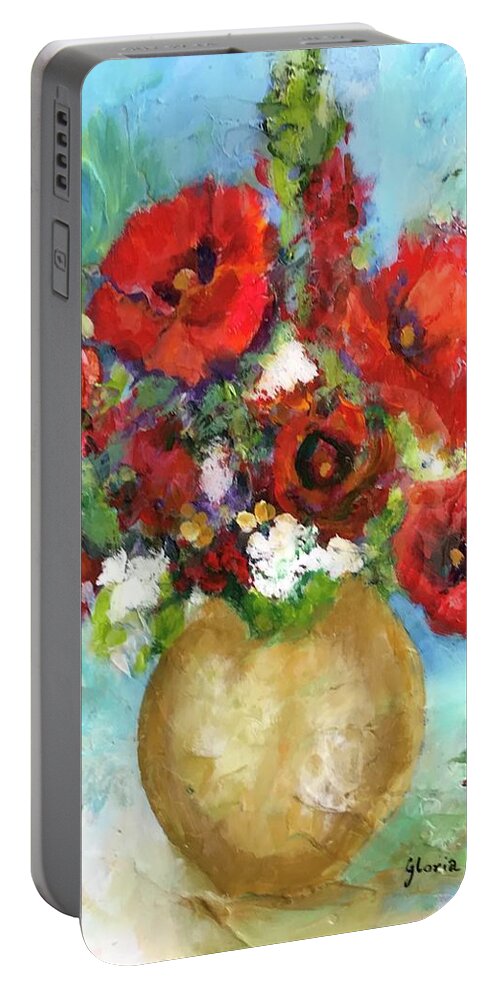 Flowers Portable Battery Charger featuring the painting Red Poppies by Gloria Smith