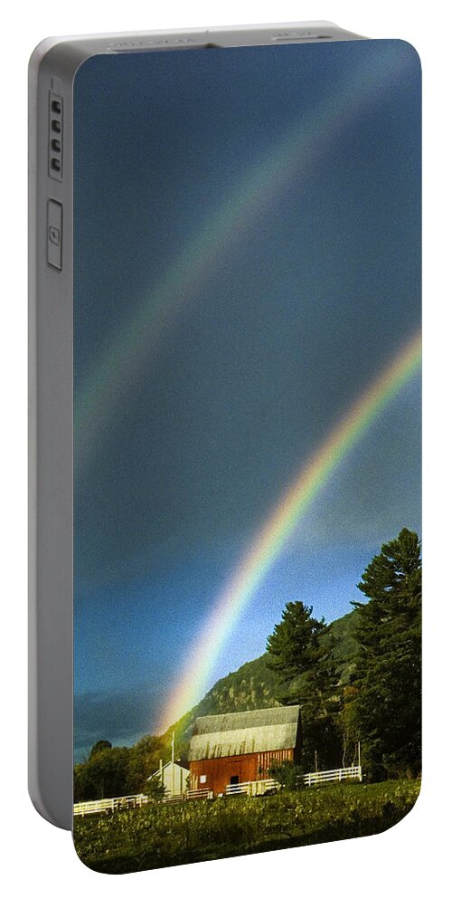 Rainbow Portable Battery Charger featuring the photograph Red Rainbow Barn by Peter V Quenter