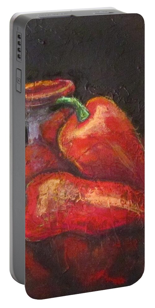 Peppers Portable Battery Charger featuring the painting Red Red Red Jalapenos by Barbara O'Toole