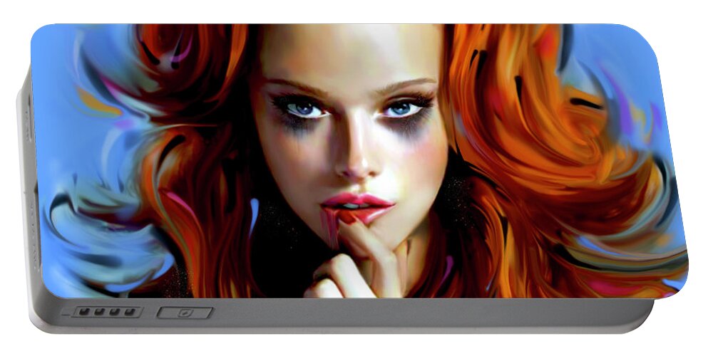 Portrait Portable Battery Charger featuring the digital art Red Riding Hood by Jaimy Mokos