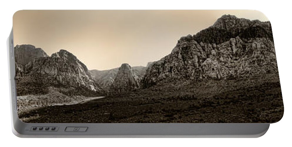Red Portable Battery Charger featuring the photograph Red Rock Panorama - Anselized by Ricky Barnard