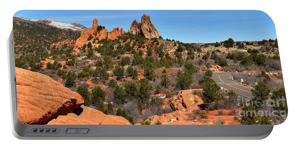 Garden Of The Gods High Point Portable Battery Charger featuring the photograph Red Rocks At High Point by Adam Jewell