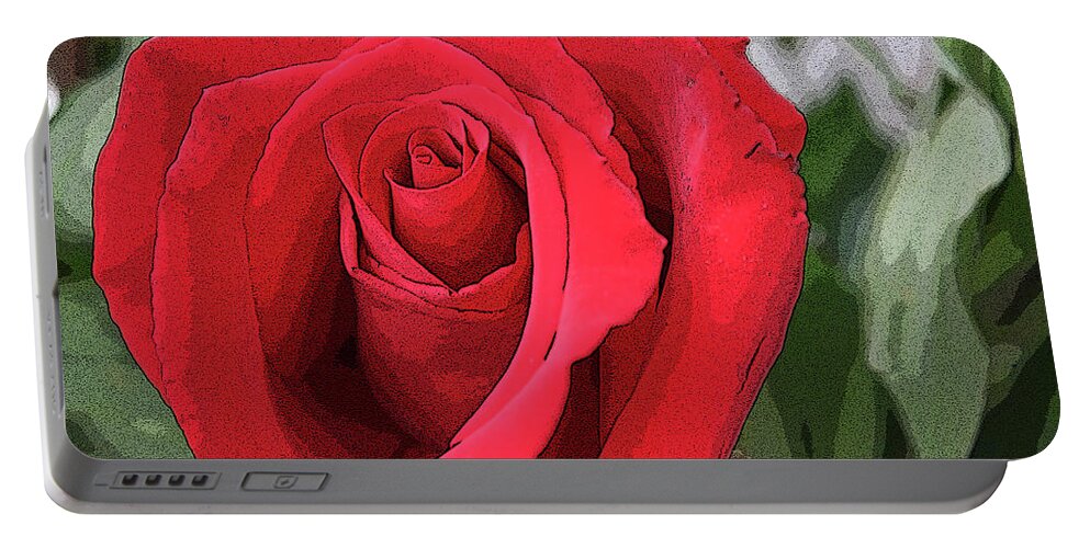 Red Portable Battery Charger featuring the photograph Red Rose - altered by Aggy Duveen