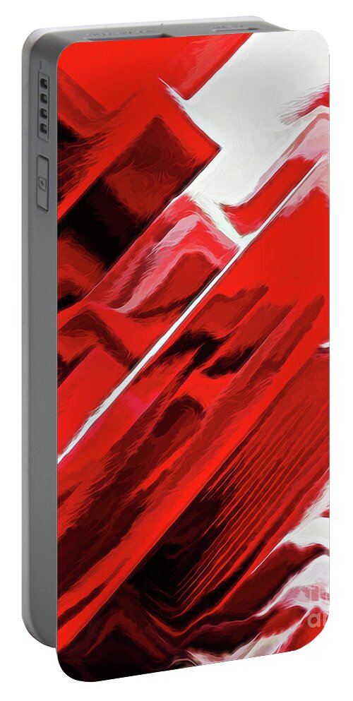 Abstract Portable Battery Charger featuring the digital art Red Rose by Diana Mary Sharpton