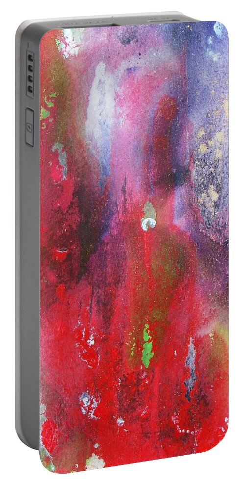 Abstract Portable Battery Charger featuring the painting Red Rules by Louise Adams
