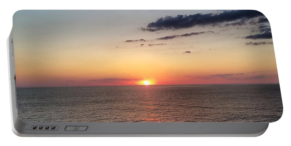 Sunset Portable Battery Charger featuring the photograph Red Sunset Over Ocean by Vic Ritchey