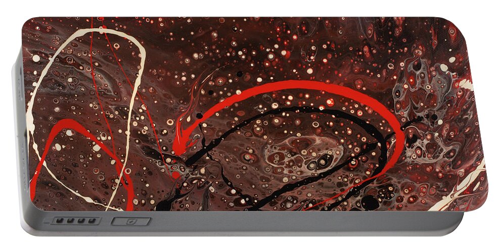 Abstract Portable Battery Charger featuring the painting Red Swirl by Darice Machel McGuire