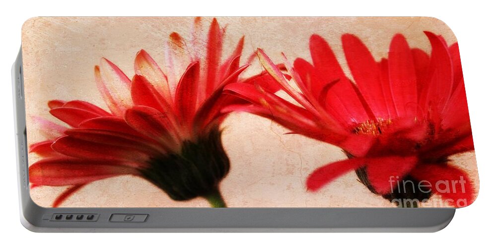 Gerbera Portable Battery Charger featuring the photograph Red Texture by Clare Bevan