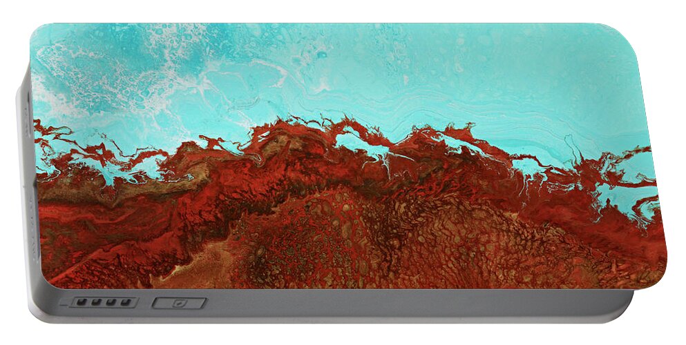 Ocean Portable Battery Charger featuring the painting Red Tide by Tamara Nelson