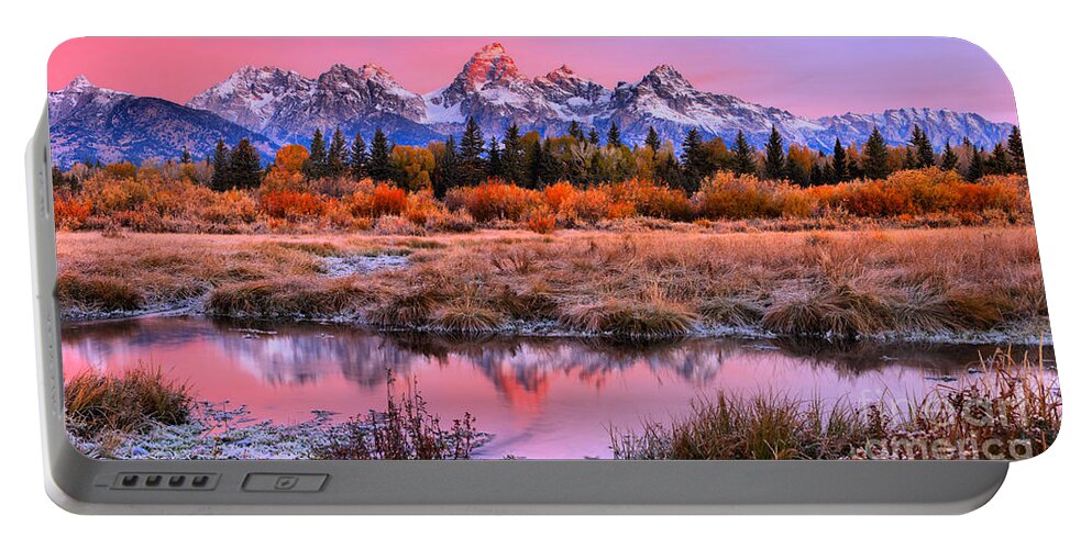 Grand Teton Portable Battery Charger featuring the photograph Red Tip On The Grand by Adam Jewell