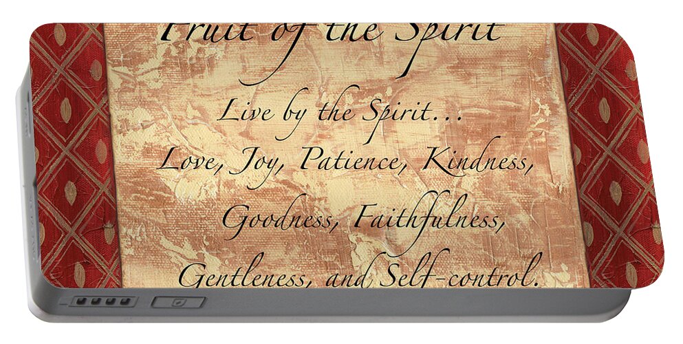 Fruit Of The Spirit Portable Battery Charger featuring the painting Red Traditional Fruit of the Spirit by Debbie DeWitt