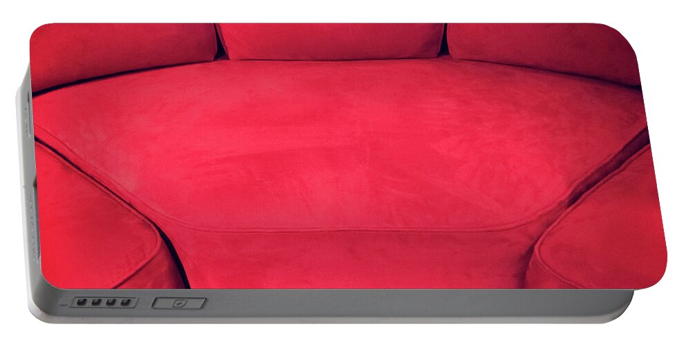 Sofa Portable Battery Charger featuring the photograph Red velvet sofa by GoodMood Art