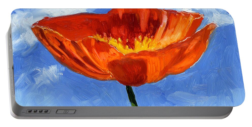 Poppy Portable Battery Charger featuring the painting Red White and Blue by Billie Colson