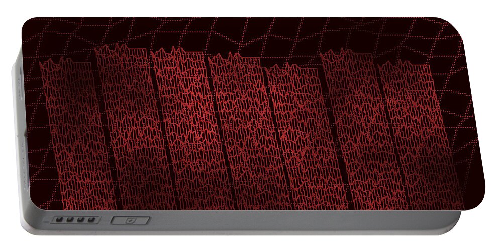 Rithmart Wire Mesh Wood Red Abstract Trees Dark Brown Nature Angles Kinetic Tension Plank Strata Portable Battery Charger featuring the digital art Red.100 by Gareth Lewis