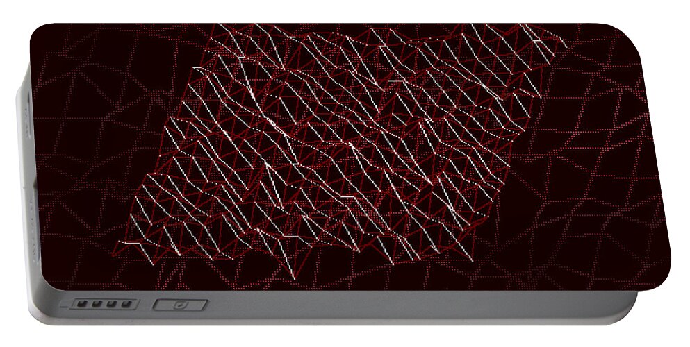 Rithmart Red Black Abstract Lines Net Web String White Mountains Stone Slope Wire Frame Web Mesh Light Subtle Space Time Warp Weft Fabric Slate Peak Portable Battery Charger featuring the digital art Red.101 by Gareth Lewis