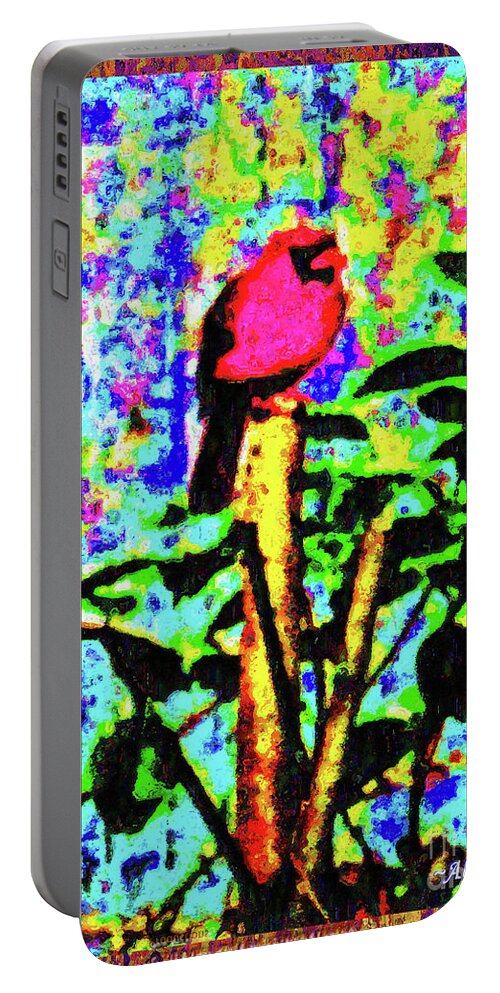Chromatic Poetics Portable Battery Charger featuring the digital art Redbird Dreaming about Why Love is Always Important by Aberjhani