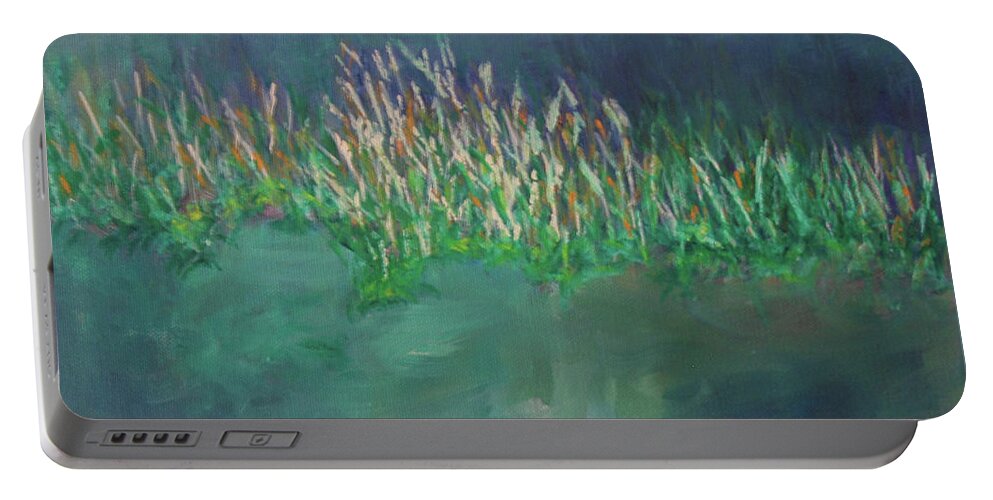 Impressionist Portable Battery Charger featuring the painting Reeds at Green Cay by Ellen Eschwege