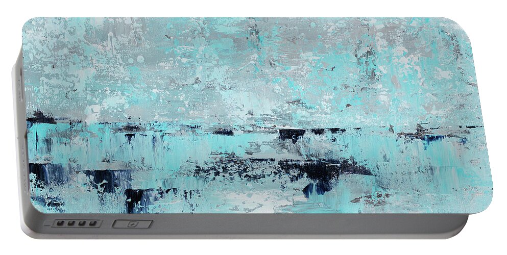 Abstract Portable Battery Charger featuring the painting Reflect by Tamara Nelson