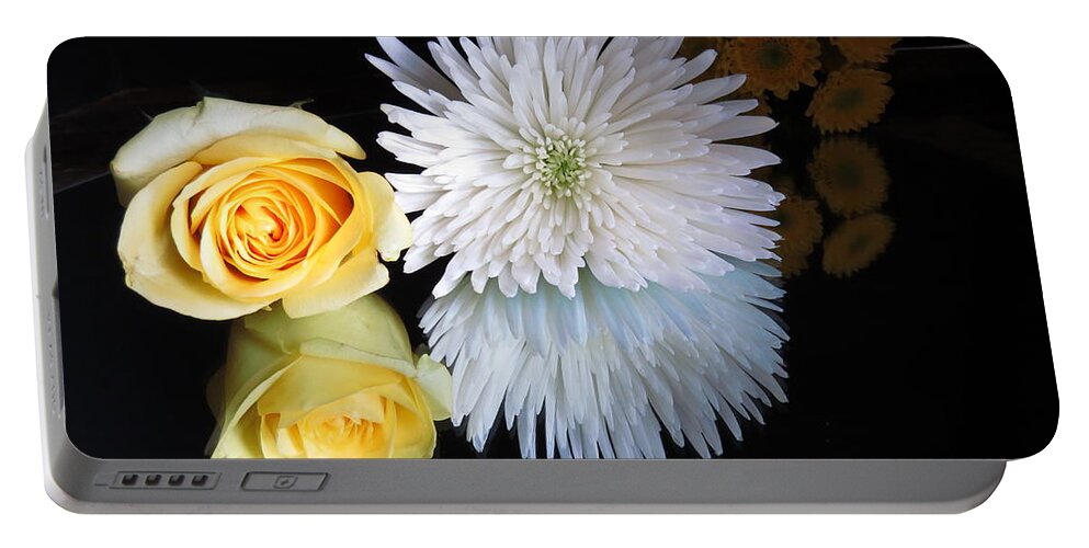Flowers Portable Battery Charger featuring the digital art reflected Flowers by Kathleen Illes