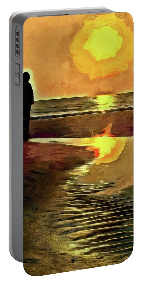 Person Portable Battery Charger featuring the mixed media Reflecting On The Day by Trish Tritz