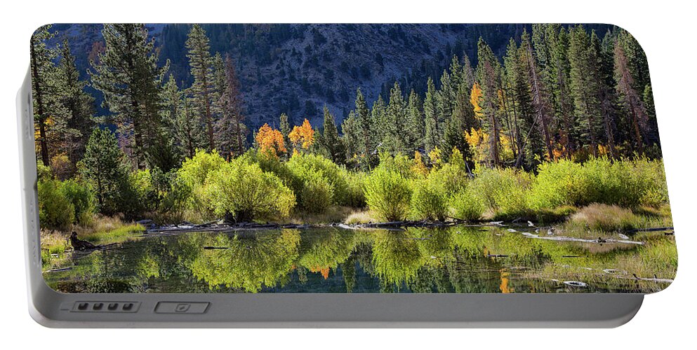 Eastern Sierra Portable Battery Charger featuring the photograph Reflections At The Beaver Pond by Mimi Ditchie