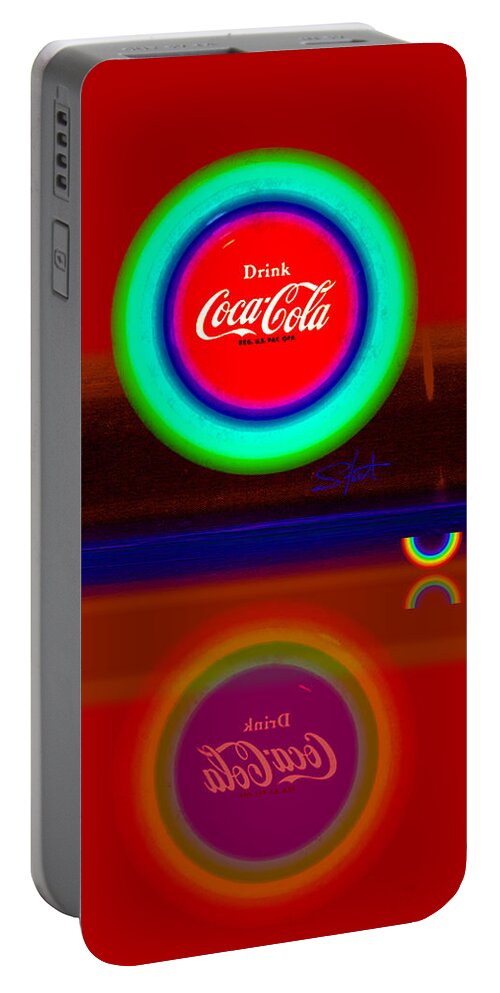 Red Portable Battery Charger featuring the painting Reflections by Charles Stuart