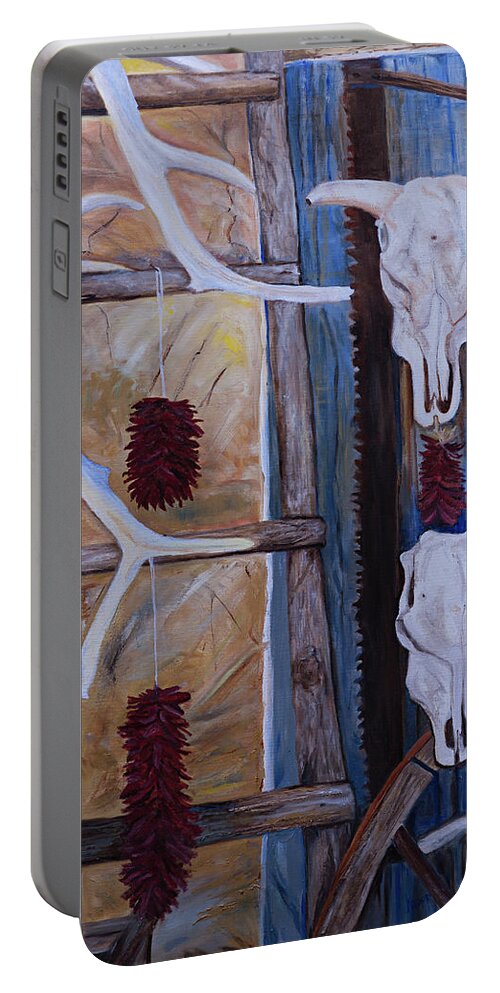 Gallery Wrap Portable Battery Charger featuring the painting Reflections of New Mexico by Kathy Knopp