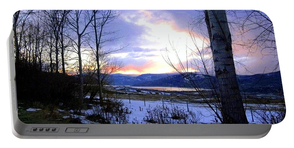 Sunset Portable Battery Charger featuring the photograph Reflections On Lake Okanagan by Will Borden